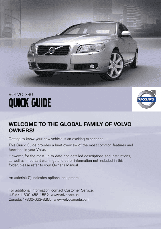 2011 Volvo S80 Quick guide Image