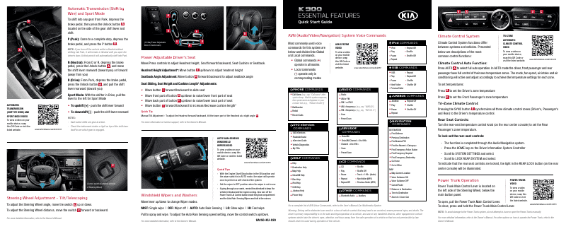 2015 KIA K900 Quick start guide Image