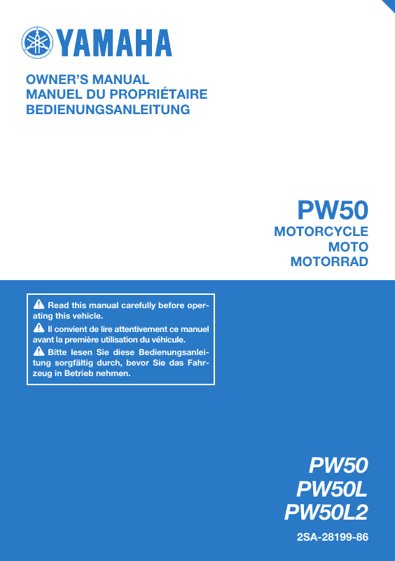 2020 Yamaha PW50 Owner's Manual Image