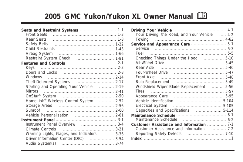 2005 GMC Yukon Owner's Manual Image