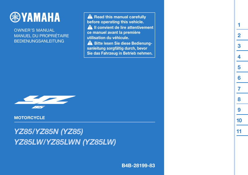 2022 Yamaha YZ85 Betriebsanleitung Image